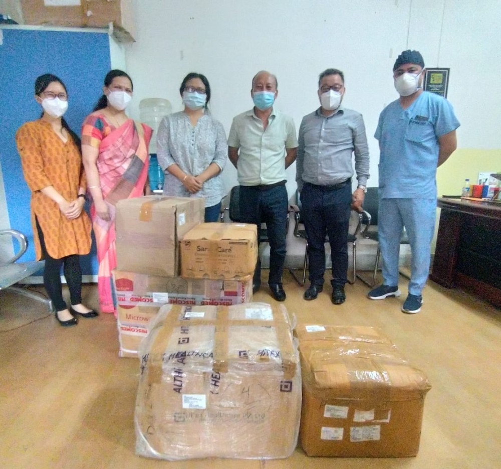 NEIADVL through Nagaland Chapter donated essential protective equipment to Dimapur healthcare workers on June 16. (Photo Courtesy: CMO office Dimapur)